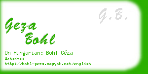 geza bohl business card