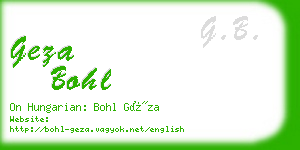 geza bohl business card